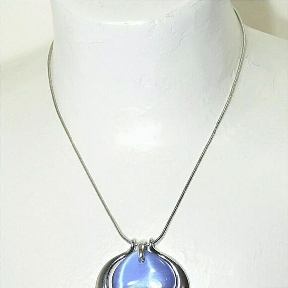 Lia Sophia Pendant Necklace, BLUE Cat's Eye, 18-21", NWOT - Picture 5 of 8